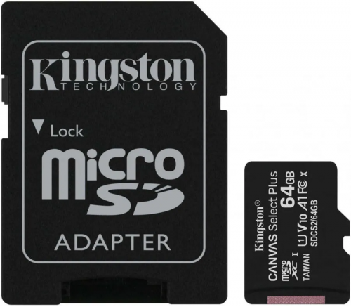 Карта памяти microSDXC Kingston Canvas Select Plus 64 ГБ, 100MB/s, C10, UHS-I, U1, A1, FullHD - фото 2