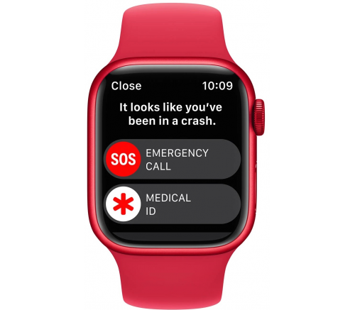 Apple Watch Series 8, 45 мм, алюминиевый корпус (PRODUCT)RED, спортивный ремешок красный (M/L) - фото 3