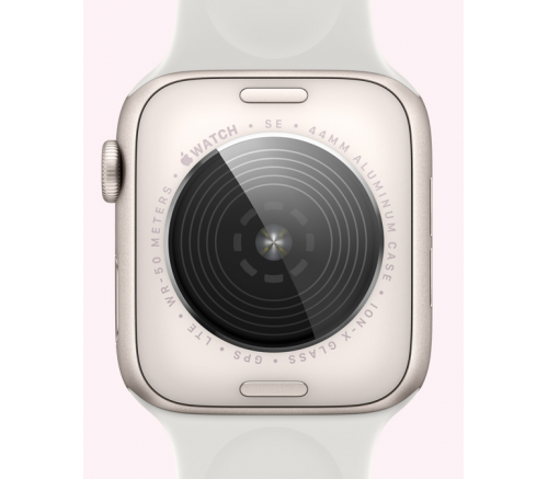 Apple Watch SE 2022, 44 мм, алюминиевый корпус серебристый, спортивный ремешок белый (M/L) - фото 5