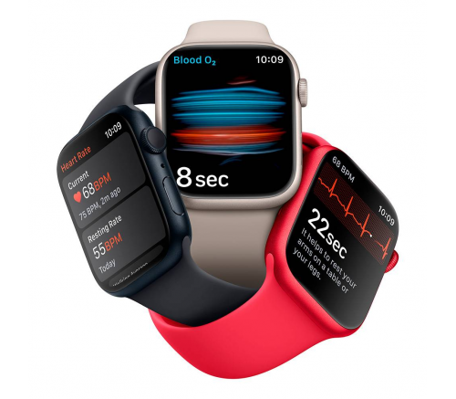 Apple Watch Series 8, 45 мм, алюминиевый корпус (PRODUCT)RED, спортивный ремешок красный (M/L) - фото 8
