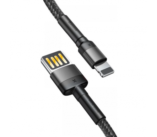 Кабель Baseus Cafule Cable(special edition)USB For iP 1.5A 2m Grey+Black - фото 2