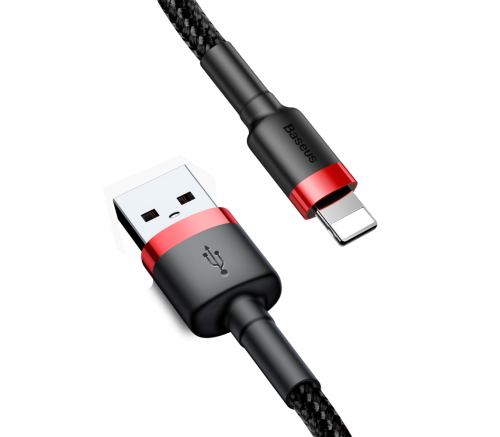 Кабель Baseus cafule Cable USB For iP 2.4A 1m Red+Black - фото 3