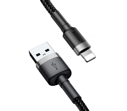 Кабель Baseus cafule Cable USB For iP 1.5A 2m Gray+Black - фото 3