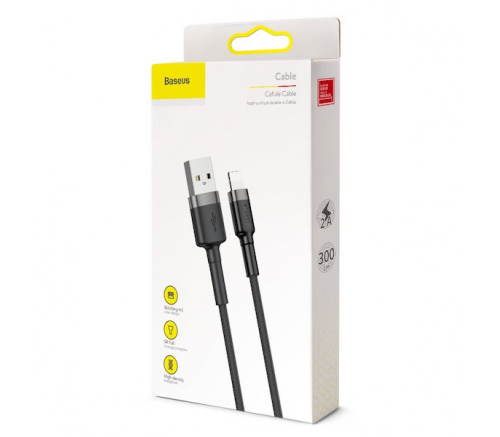 Кабель Baseus cafule Cable USB For iP 2A 3m Gray+Black - фото 6