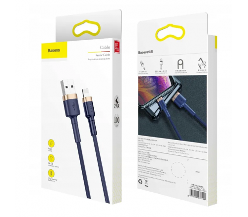 Кабель Baseus кабель cafule Cable USB For iP 2.4A 1m Gold+Blue - фото 5