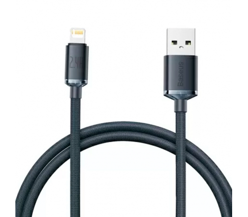 Кабель Baseus Crystal Shine Series Fast Charging Data Cable USB to iP 2.4A 2m Black - фото 2