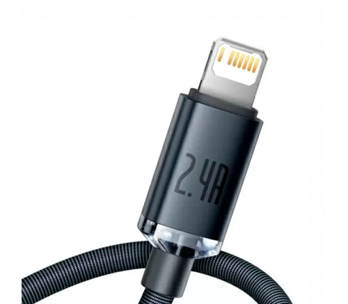 Кабель Baseus Crystal Shine Series Fast Charging Data Cable USB to iP 2.4A 1.2m Black - фото 4