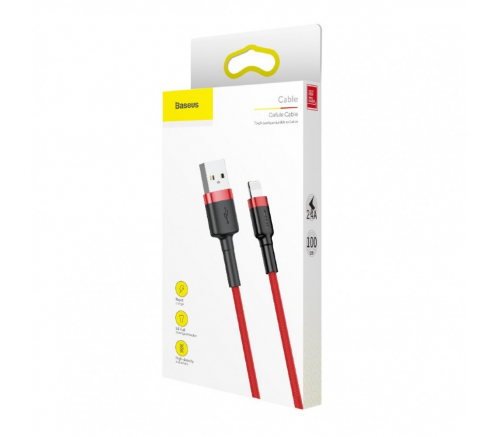 Кабель Baseus cafule Cable USB For lightning 2.4A 1M Red+Red - фото 6