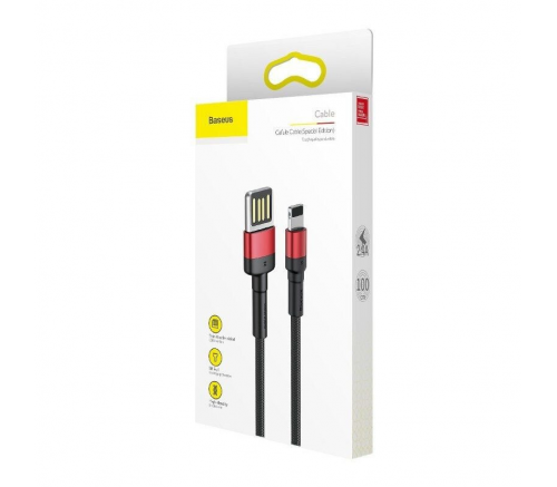 Кабель Baseus Cafule Cable(special edition)USB For iP 2.4A 1m Red+Black - фото 5