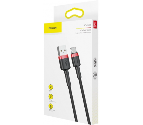Кабель Baseus cafule Cable USB For Type-C 2A 2M Red+Black - фото 5