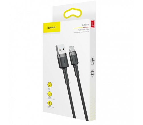 Кабель Baseus cafule Cable USB For Type-C 2A 2m Gray+Black - фото 5