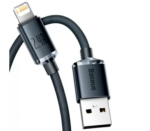 Кабель Baseus Crystal Shine Series Fast Charging Data Cable USB to iP 2.4A 1.2m Black - фото 3