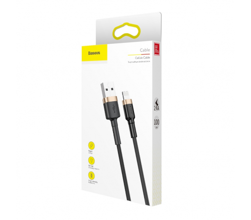 Кабель Baseus cafule Cable USB For iP 2.4A 1m Gold+Black - фото 6