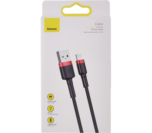 Кабель Baseus cafule Cable USB For iP 1.5A 2m Red+Black - фото 5