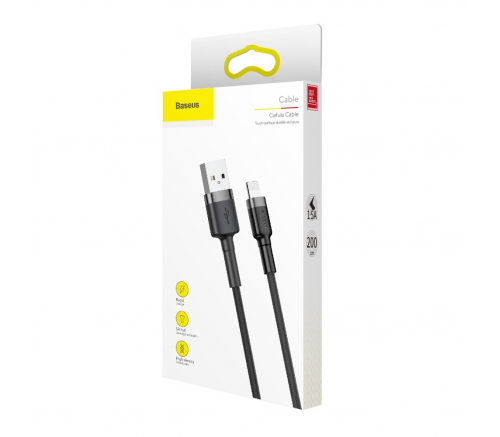 Кабель Baseus cafule Cable USB For iP 1.5A 2m Gray+Black - фото 6