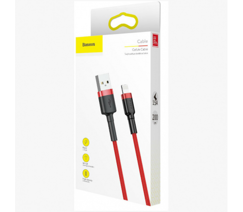 Кабель Baseus cafule Cable USB For iP 1.5A 2m Red+Red - фото 6