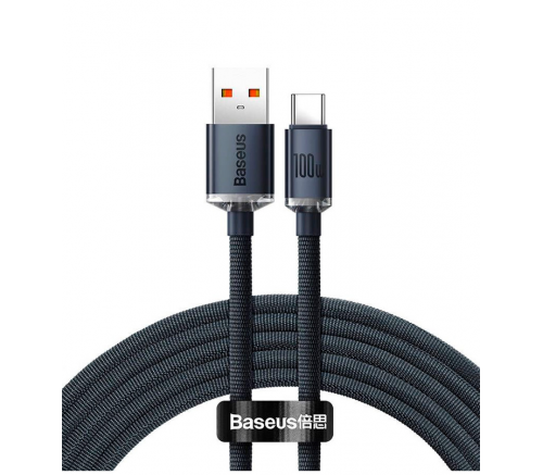 Кабель Baseus Crystal Shine Series Fast Charging Data Cable USB to Type-C 100W 1.2m Black - фото 1
