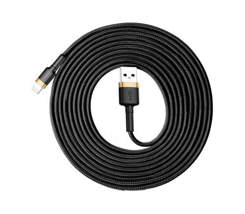 Кабель Baseus cafule Cable USB For iP 2A 3m Gold+Black - фото 1