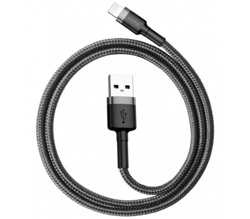 Кабель Baseus cafule Cable USB For iP 2.4A 0.5m Gray+Black - баннер 1