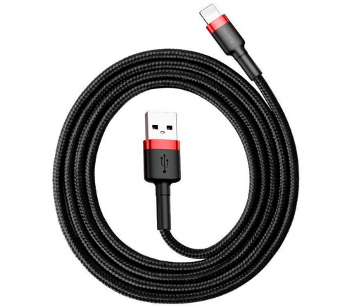Кабель Baseus cafule Cable USB For iP 2.4A 1m Red+Black - фото 1