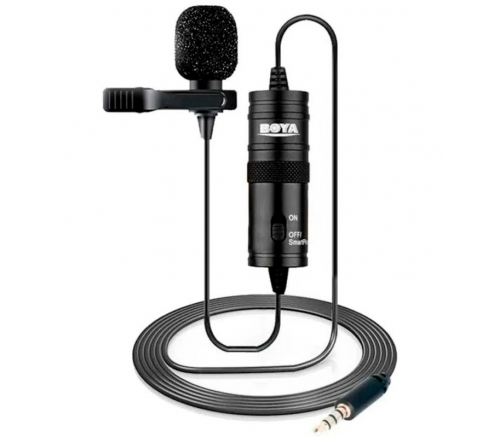 Микрофон BOYA BY-M1, петличный, Jack 3.5mm, черный, двойной всенаправленный - фото 1