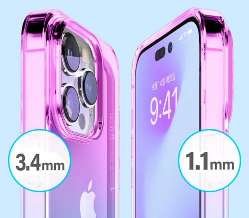 Чехол-накладка Elago AURORA для iPhone 14 Pro, полиуретан (TPU), градиент фиолетовый / синий - фото 5