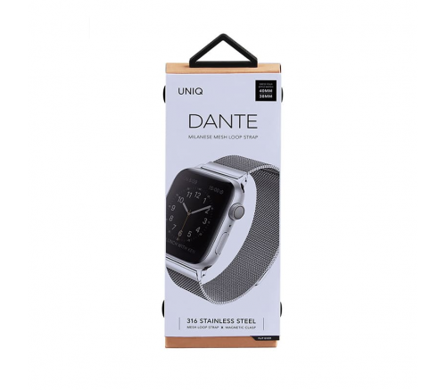 Ремешок Uniq для Apple Watch 41/40/38 mm Dante Strap Сетка стальная серебристая - фото 3