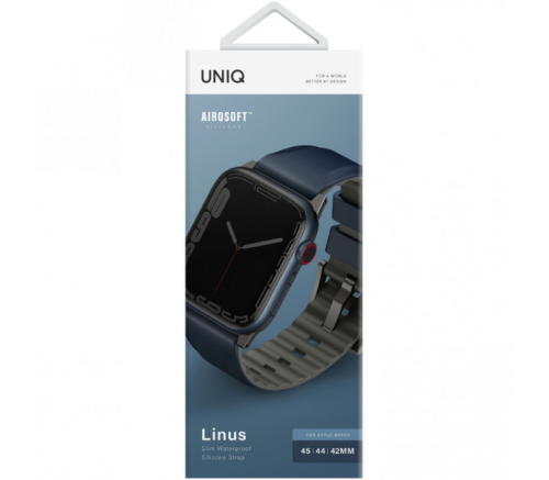 Ремешок Uniq для Apple Watch 49/45/44/42 mm Силиконовый Linus Aerosoft синий - фото 2