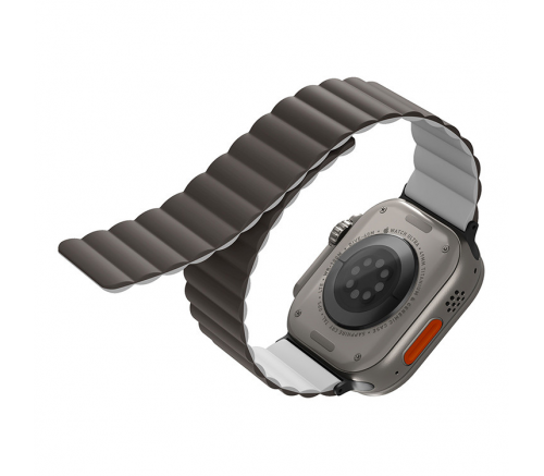 Ремешок Uniq для Apple Watch 49/45/44/42 mm Revix реверсивный магнитный Серый/Белый - баннер 2
