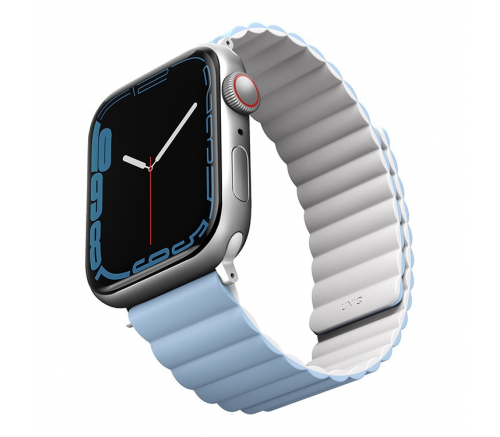Ремешок Uniq для Apple Watch 49/45/44/42 mm Revix реверсивный магнитный Белый/Арктический синий - фото 2
