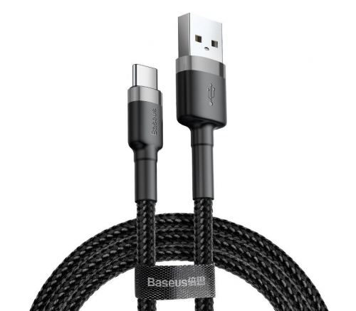 Кабель Baseus cafule Cable USB For Type-C 3A 0.5m серый+черный - фото 2