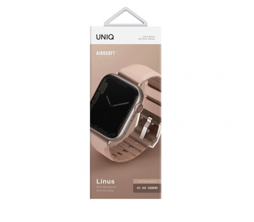 Ремешок Uniq для Apple Watch 41/40/38 mm Силиконовый Linus Aerosoft розовый - фото 2