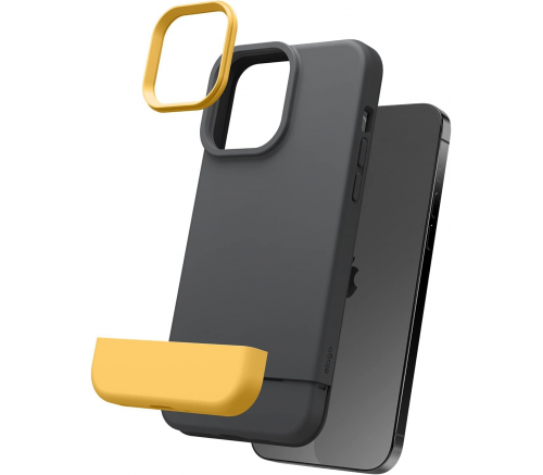 Чехол-накладка Elago Glide для iPhone 13 Pro Max, полиуретан / поликарбонат, тёмно-серый / жёлтый - фото 4