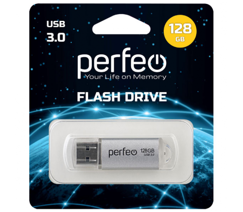 Флеш-накопитель USB 128GB Perfeo C14 Metall 3.0 (серебро) - фото 2