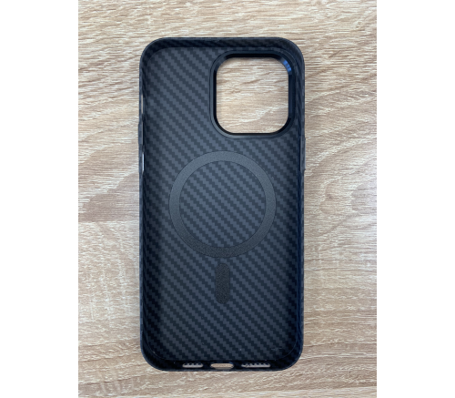 Чехол пластиковый Piblue MagSafe под карбон iPhone 14 Pro (черный) - фото 2