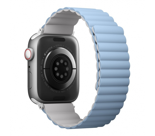 Ремешок Uniq для Apple Watch 49/45/44/42 mm Revix реверсивный магнитный Белый/Арктический синий - фото 3