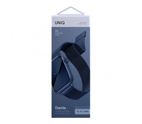 Ремешок Uniq для Apple Watch 45/44/42 mm Dante Strap Сетка стальная кобальтово-синяя - фото 3