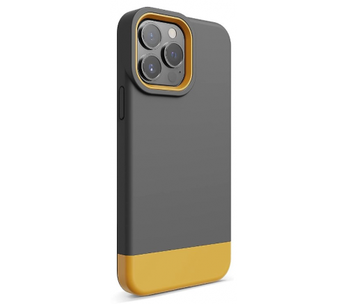 Чехол-накладка Elago Glide для iPhone 13 Pro Max, полиуретан / поликарбонат, тёмно-серый / жёлтый - фото 2