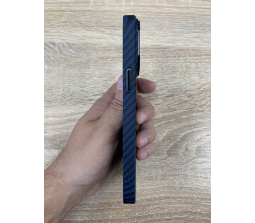Чехол пластиковый Piblue MagSafe под карбон iPhone 14 Pro (тёмно-синий) - фото 3