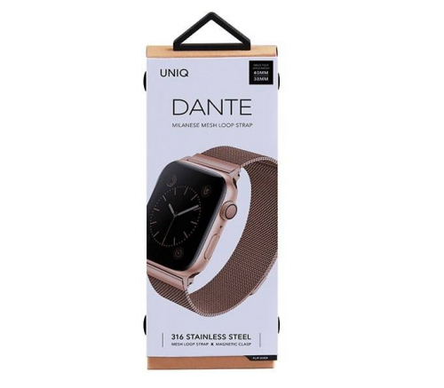 Ремешок Uniq для Apple Watch 41/40/38 mm Dante Strap Сетка стальная Розовое золото - фото 3