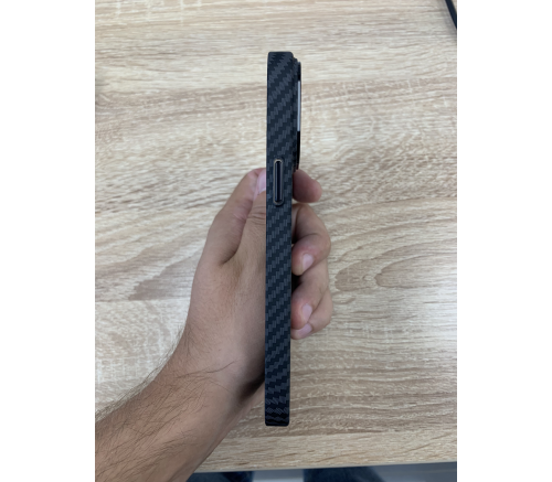 Чехол пластиковый Piblue MagSafe под карбон iPhone 14 (черный) - фото 3