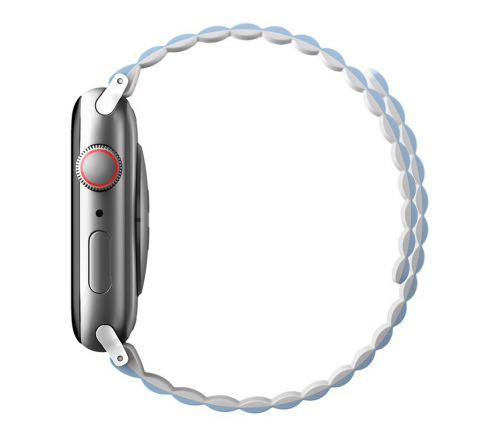 Ремешок Uniq для Apple Watch 49/45/44/42 mm Revix реверсивный магнитный Белый/Арктический синий - фото 4