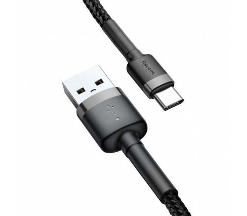 Кабель Baseus cafule Cable USB For Type-C 3A 0.5m серый+черный - фото 4