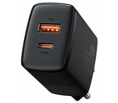 Сетевое зарядное устройство Baseus СЗУ Compact Quick Charger U+C 20W EU черный - фото 2