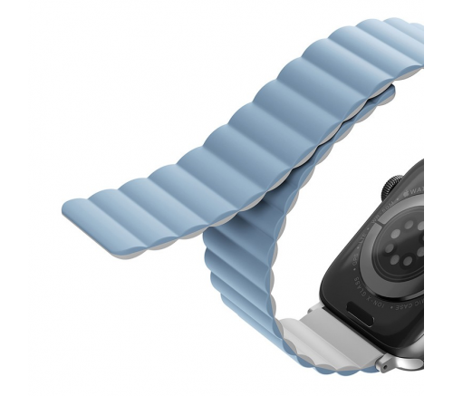 Ремешок Uniq для Apple Watch 49/45/44/42 mm Revix реверсивный магнитный Белый/Арктический синий - фото 5