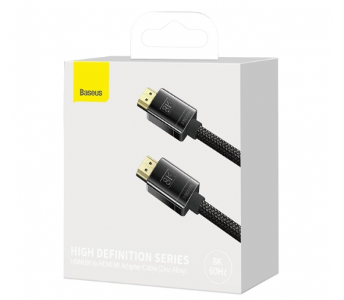 Кабель Baseus High Definition Series HDMI 8K to HDMI 8K Adapter Cable(Zinc alloy) 2m Black - фото 5