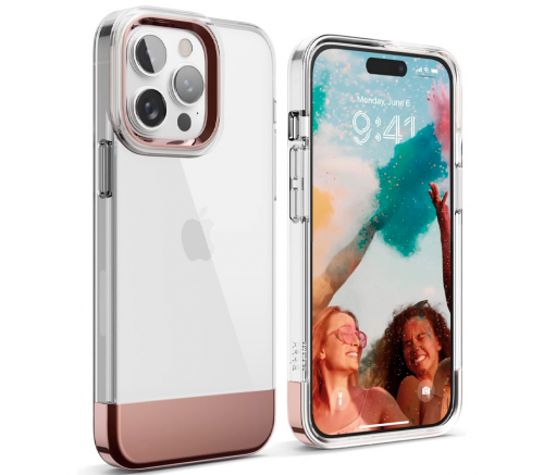 Elago для iPhone 14 Pro Max чехол GLIDE (tpu+pc) Прозрачное/розовое золото - фото 1