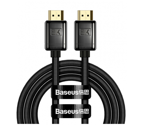 Кабель Baseus High Definition Series HDMI 8K to HDMI 8K Adapter Cable(Zinc alloy) 2m Black - фото 1