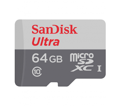 Карта памяти microSDXC Sandisk 64 ГБ, 100MB/s, C10, UHS-I, FullHD, без адаптера - фото 1