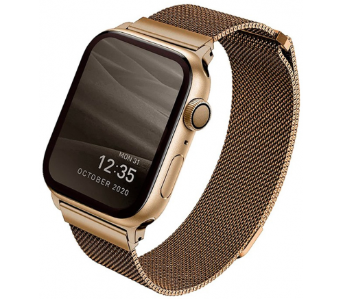 Ремешок Uniq для Apple Watch 45/44/42 mm Dante Strap Сетка Стальная Золотая - фото 1